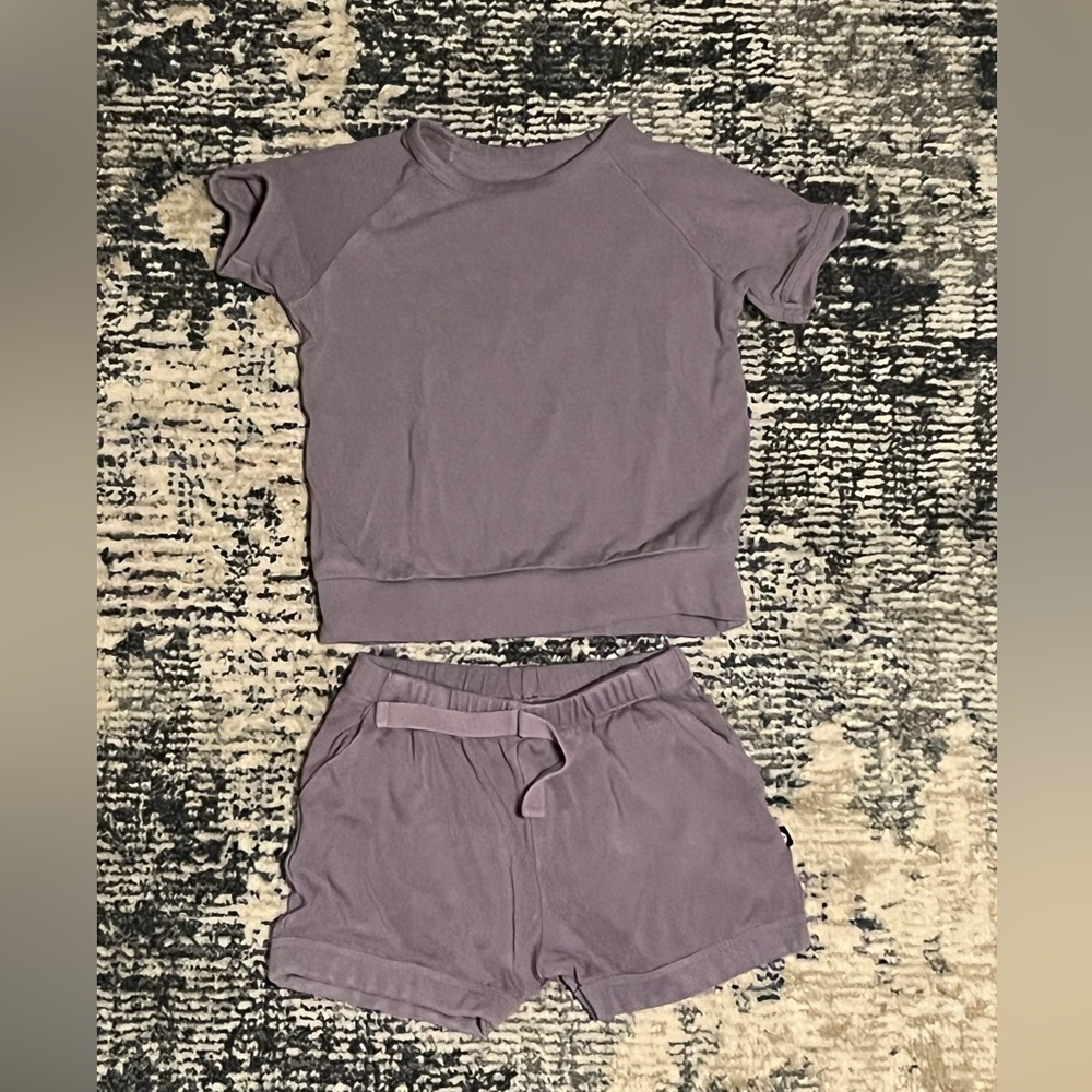 Purple Short Sleeve Top and Shorts Set